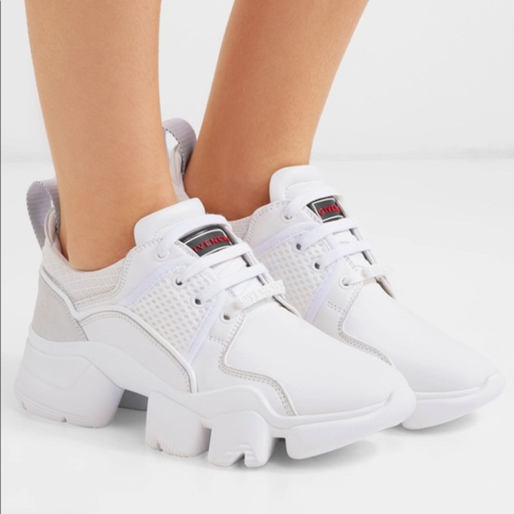 Givenchy Jaw Chunky Neoprene & Leather Sneakers, 38.5 White